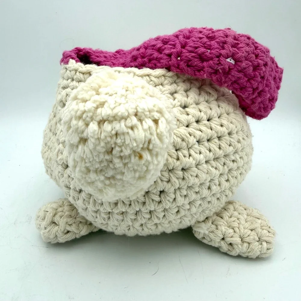 Easter Basket Handmade Crochet Bag Rabbit Bunny Kids Cream Pink Amigurumi Sofite